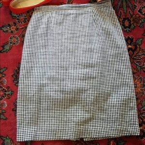 VINTAGE Navy Gingham Pencil Skirt